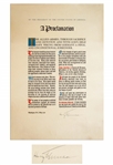 Rare Harry Truman WWII Victory Proclamation Signed as President -- Gifted to White House Staff in 1945 -- Near Fine Condition